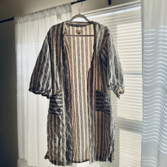 Striped Open-Front Kimono - Picture 1 of 7